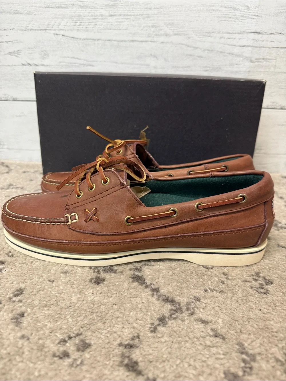 NWT Polo by Ralph Lauren Tan/Brown Leather Boat Shoes